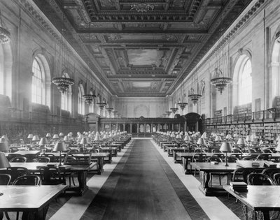 Hoofdleeszaal, de New York Public Library, ca. 1910-20 door Detroit Publishing Co.